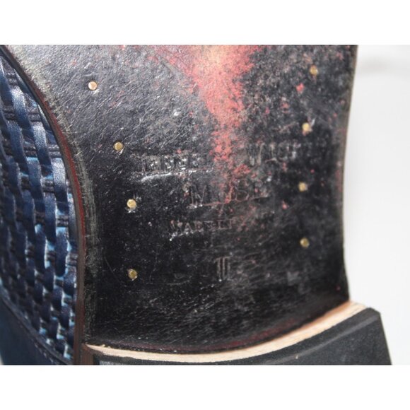 Jeffrey West Shoes Mens US 10 Muse Blue Leather Weave Almond Toe Spain VGC - Picture 13 of 14